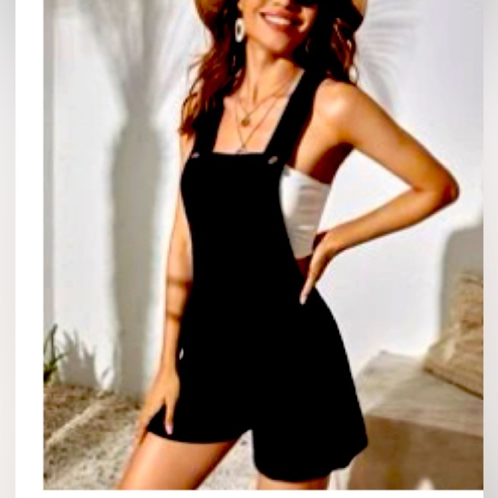 Black button overalls
